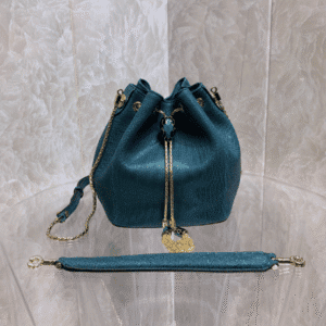 Bulgari Snake Skin Bucket Handbag  - Blue 24461 | Sandra Bags