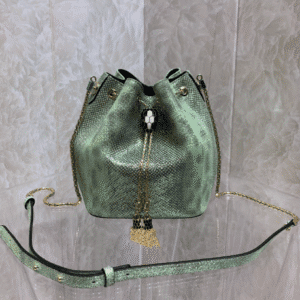 Bulgari Snake Skin Bucket Handbag  - Green 45085 | Sandra Bags