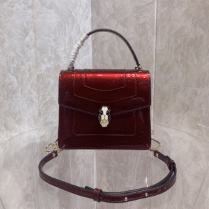 Bulgari Serpenti Snake Head-shaped Buckle handbag - Burgundy 39412 | Sandra Bags