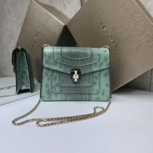 Bulgari Water Snake Skin Snake Head Small Bag - Green 84466 | Sandra Bags