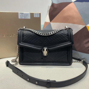 Bulgari Snake-shaped Embroidery Handbag - Black 19712 | Sandra Bags