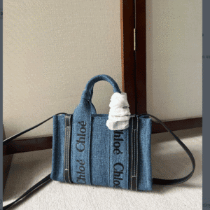 Chloe Woody Mini Handsome Denim Fabric Tote Bag 81287 | Sandra Bags