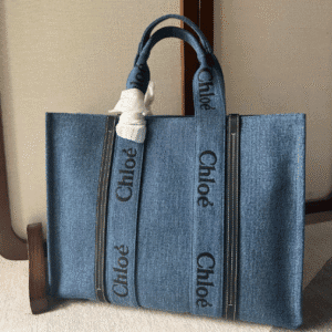 Chloe Woody Large Handsome Denim Fabric Tote Bag 17429 | Sandra Bags