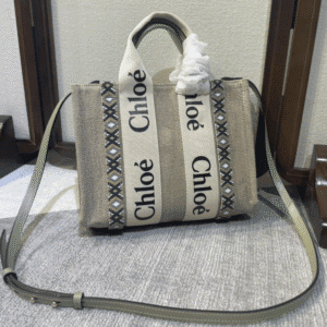 Chloe Woody Diamond Embroidered Small Tote Bag 73522 | Sandra Bags