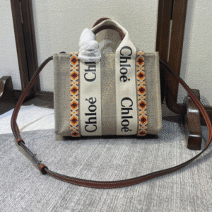 Chloe Woody Diamond Embroidered Small Tote Bag 75962 | Sandra Bags