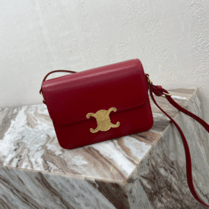 Celine Teen Triomphe Canvas And Calfskin Handbag - Red 46466 | Sandra Bags