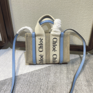 Chloe Woody Mini Shoulder Strap Tote Bag - Blue 23118 | Sandra Bags