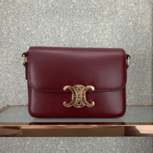 Celine Teen Triomphe Calfskin Handbag - Maroon 41850 | Sandra Bags