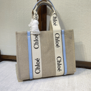 Chloe Woody Medium Shoulder Strap Tote Bag - Blue 16541 | Sandra Bags