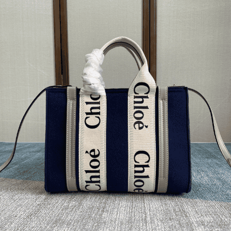 Chloe Woody Small Tote Bag - Blue 35503 | Sandra Bags