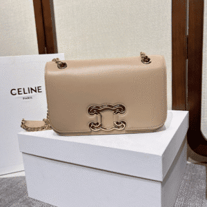 Chloe Medium Triomphe Frame Cow Leather Shoulder Bag - Cream 35202 | Sandra Bags