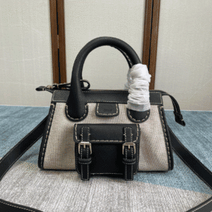Chloe Edith Cotton Canvas/buffalo Leather Mini Handbag - Black 78580 | Sandra Bags