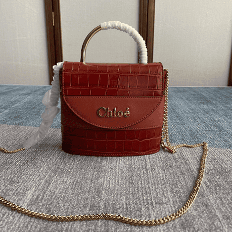 Chloe Small Aby Lock Crocodile Handbag - Red 11140 | Sandra Bags