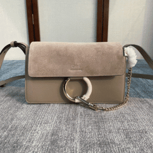 Chloe Faye Medium Size Two-Color Metal Ring Handbag - Gray 32917 | Sandra Bags