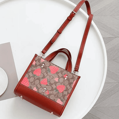 Coach Dempsey Horizontal Strawberry Small Tote Shopping Bag - Red 11032 | Sandra Bags