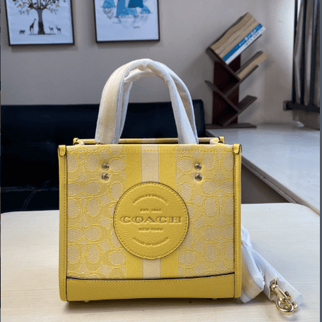 Coach Dempsey Vertical Small Tote Shopping Bag - Yellow 21577 | Sandra Bags