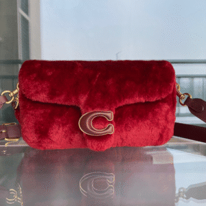 Coach Shearing Tabby Large Furry Little Cutie Handbag - Red 10343 | Sandra Bags