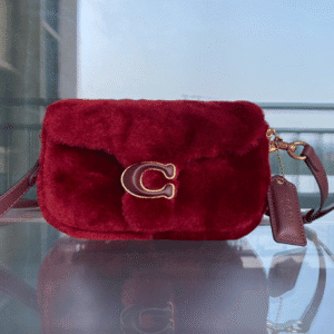 Coach Shearing Tabby Small Furry Little Cutie Handbag - Red 99429 | Sandra Bags