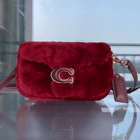 Coach Shearing Tabby Small Furry Little Cutie Handbag - Red 99429 | Sandra Bags