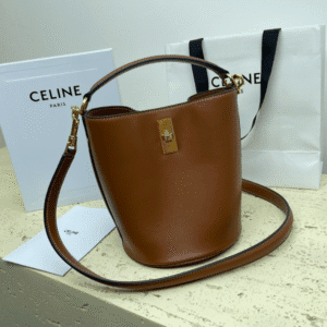 Celine Teen Bucket Mini 16 Leather Bucket Bag - Brown 86185 | Sandra Bags