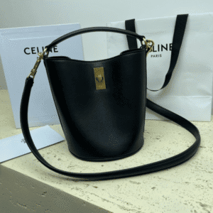 Celine Teen Bucket Mini 16 Leather Bucket Bag - Black 64279 | Sandra Bags