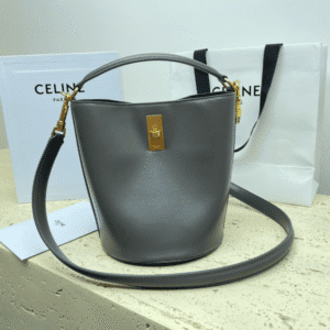 Celine Teen Bucket Mini 16 Leather Bucket Bag - Gray 21694 | Sandra Bags