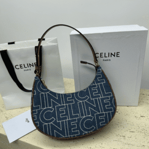 Celine Ava Letter Logo All-over Printed Fabric Strap Handbag - Blue 33417 | Sandra Bags