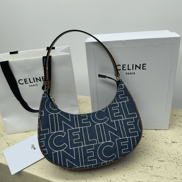 Celine Ava Letter Logo All-over Printed Fabric Strap Handbag - Blue 33417 | Sandra Bags