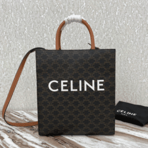 Celine Cabas Triomphe Small Vertical Handbag - Brown 31638 | Sandra Bags