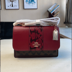 Coach  Snakeskin Leather Accordion Bag - Red 34671 | Sandra Bags