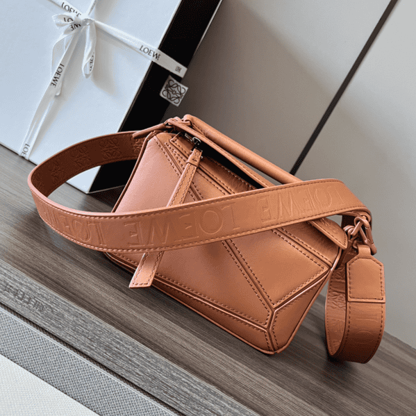 Celine Loewe Satin Cow Leather Puzzle Mini Handbag - Brown 21775 | Sandra Bags