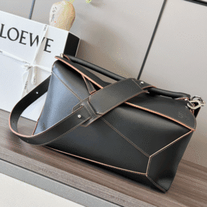 Celine Loewe Satin Cow Leather Puzzle Large Handbag - Black 60569 | Sandra Bags
