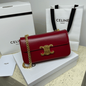 Celine Chain Underarm Triomphe Canvas Bag - Maroon 15134 | Sandra Bags