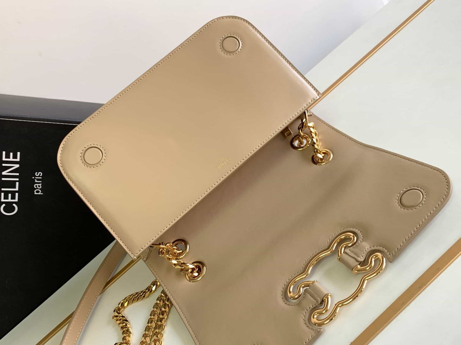 Celine Medium Triomphe Frame Shoulder Bag - Cream 77184 | Sandra Bags - Image 3
