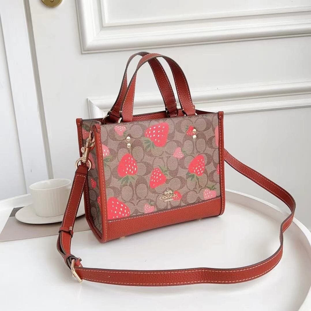 Coach Dempsey Horizontal Strawberry Small Tote Shopping Bag - Red 11032 | Sandra Bags - Image 5