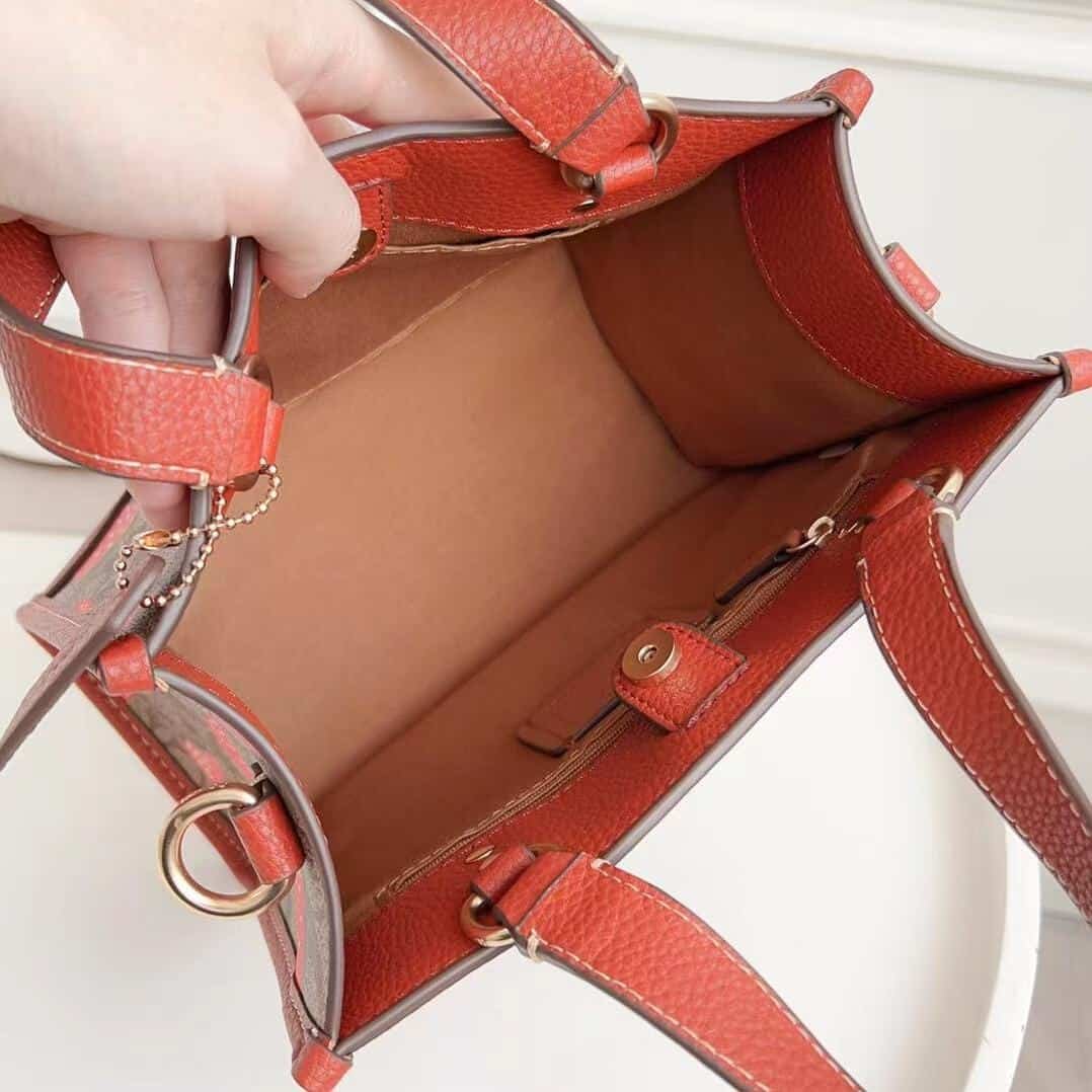 Coach Dempsey Horizontal Strawberry Small Tote Shopping Bag - Red 11032 | Sandra Bags - Image 2