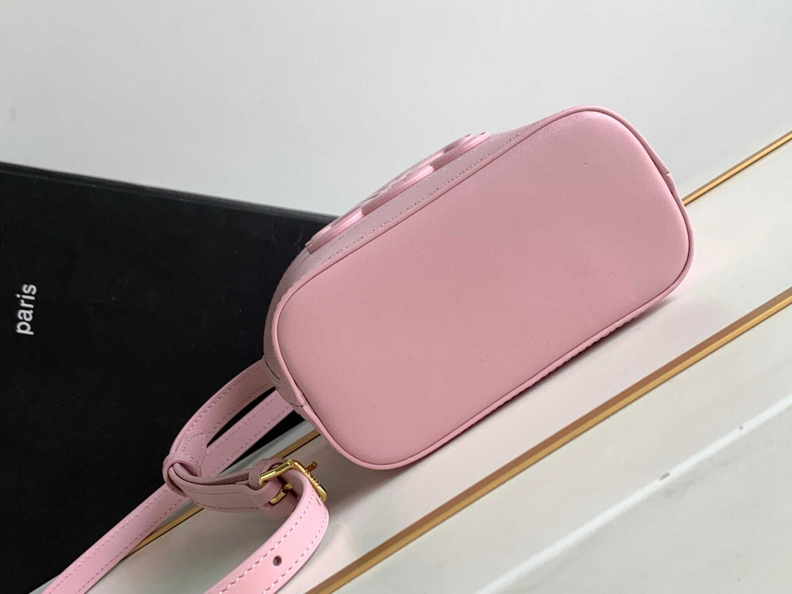 Celine Cuir Triomphe Mini Smooth Cow Leather Bucket Bag - Pink 97619 | Sandra Bags - Image 3