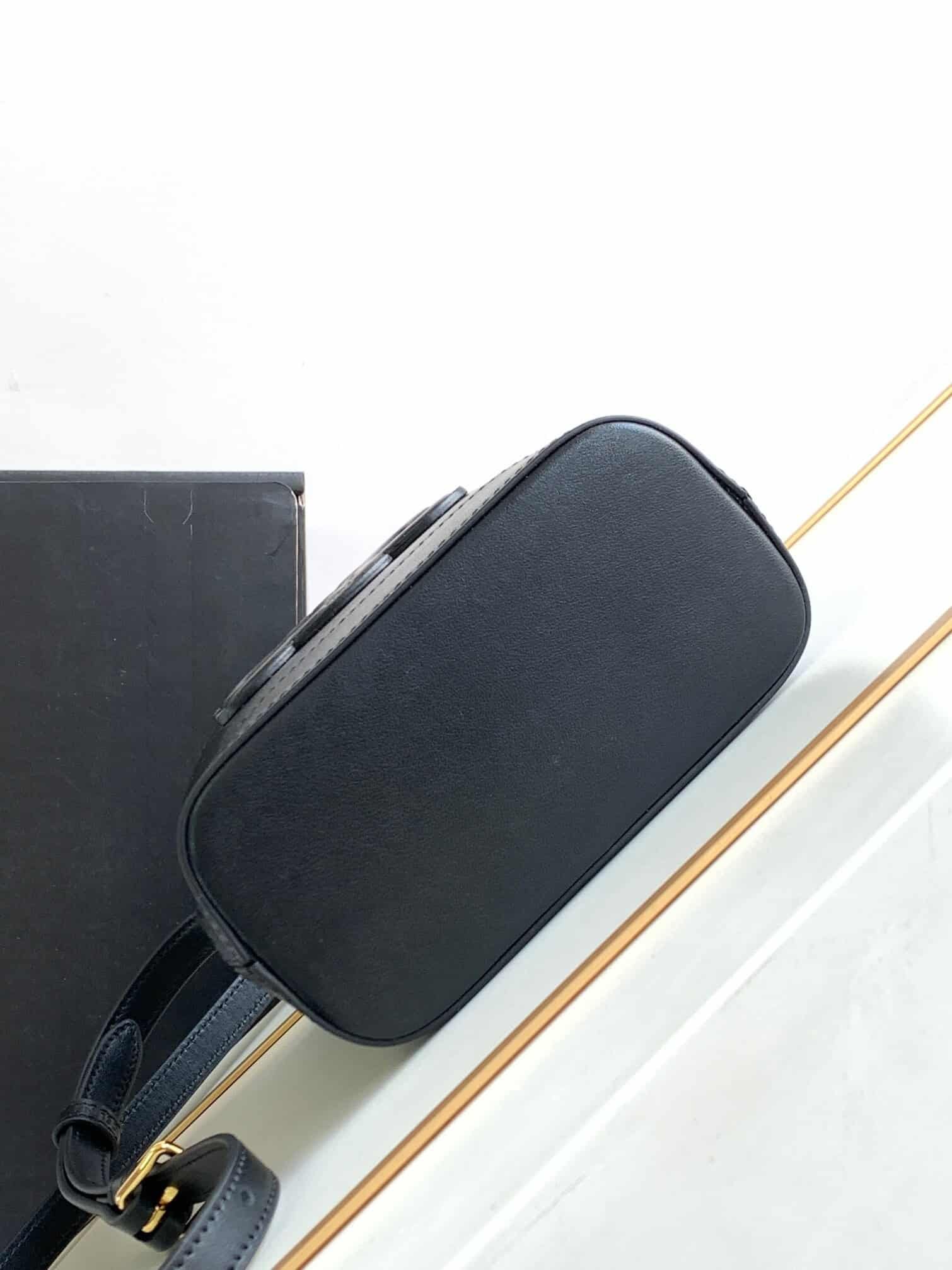 Celine Cuir Triomphe Mini Smooth Cow Leather Bucket Bag - Black 81988 | Sandra Bags - Image 3