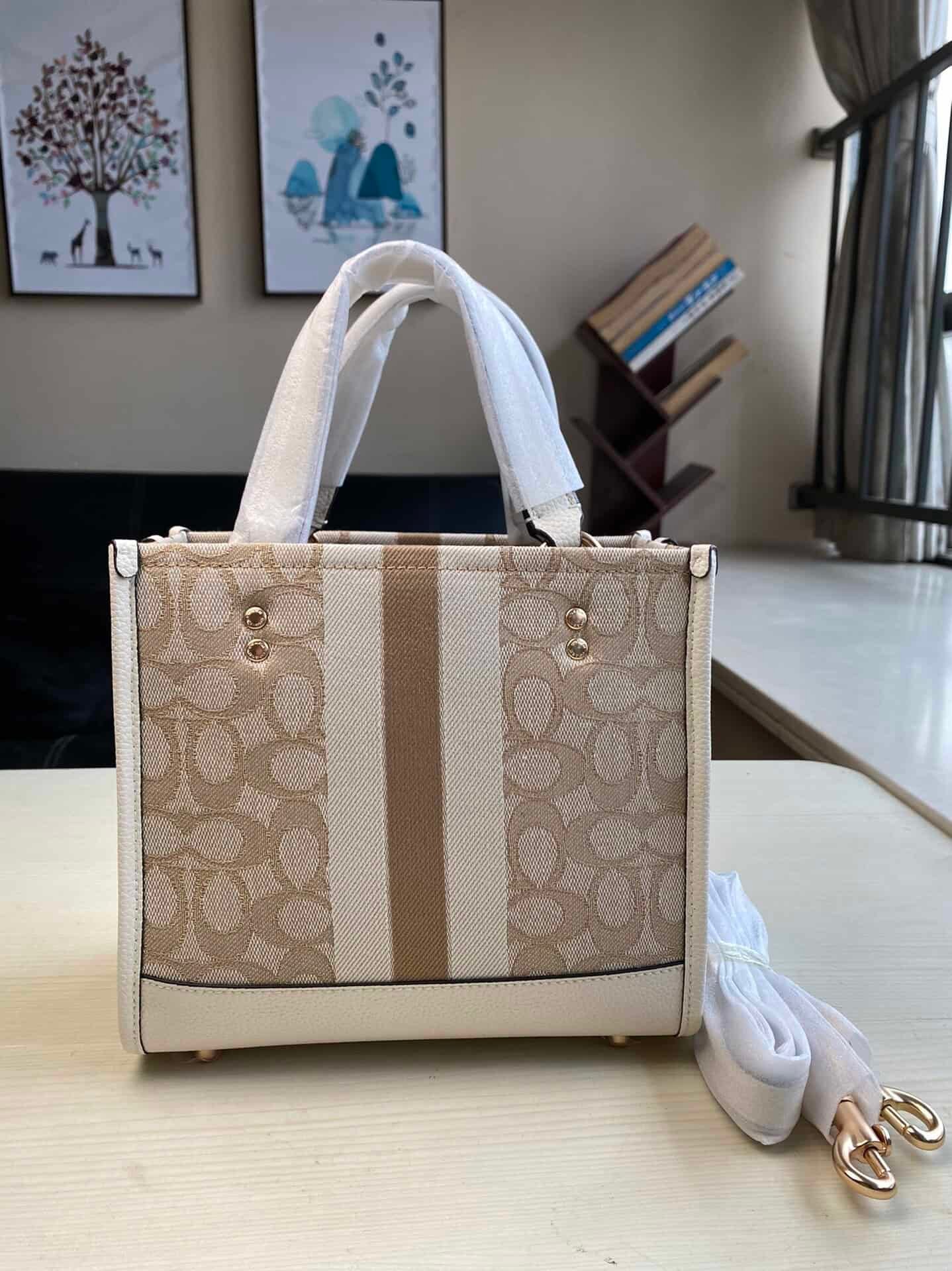 Coach Dempsey Vertical Small Tote Shopping Bag - White 99442 | Sandra Bags - Image 5