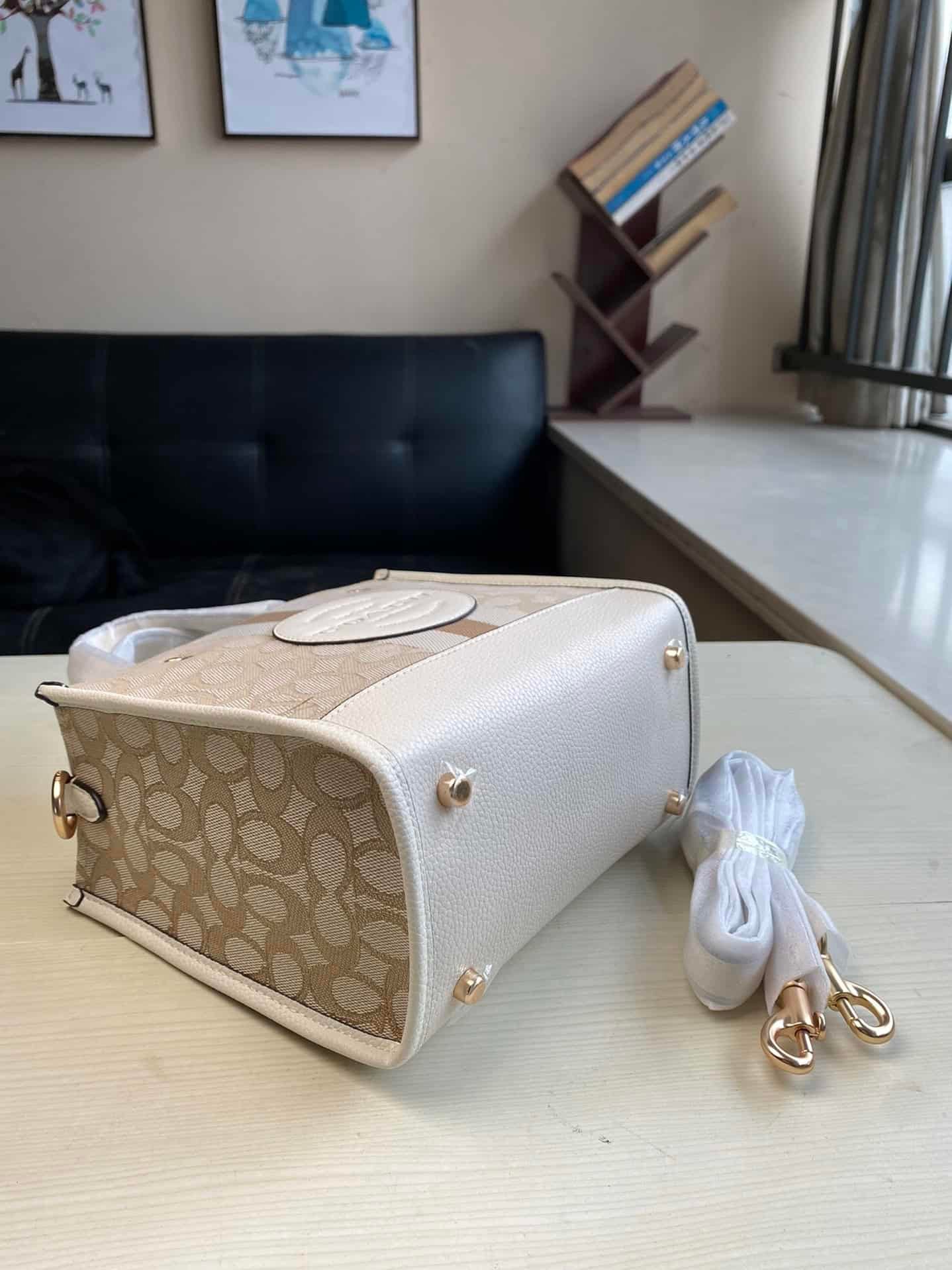 Coach Dempsey Vertical Small Tote Shopping Bag - White 99442 | Sandra Bags - Image 4