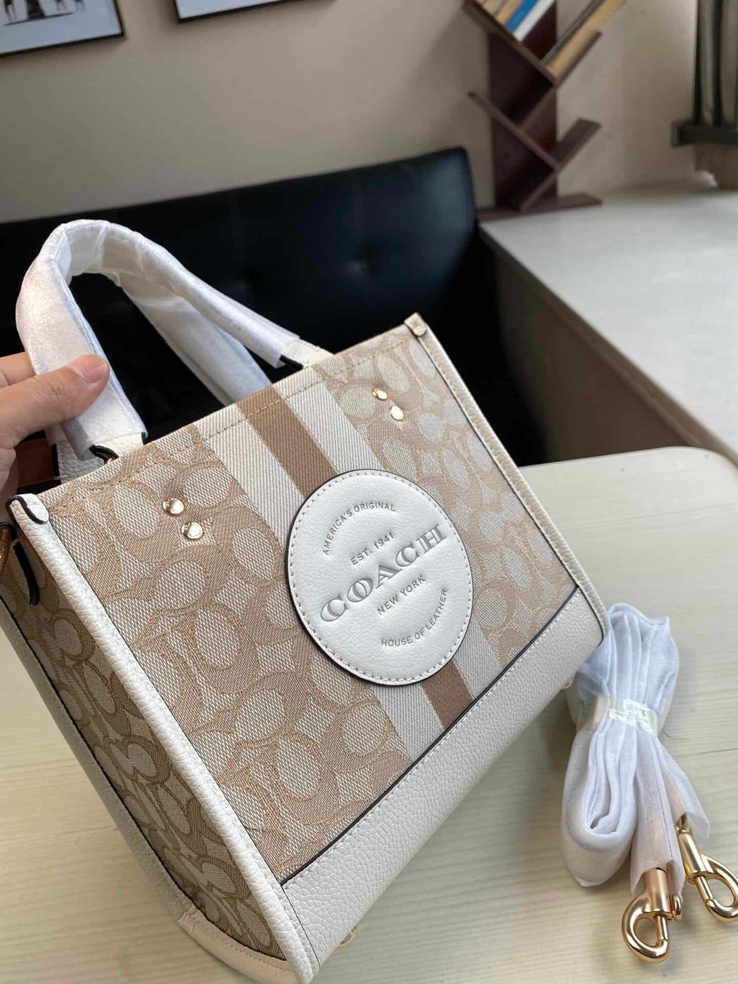 Coach Dempsey Vertical Small Tote Shopping Bag - White 99442 | Sandra Bags - Image 2