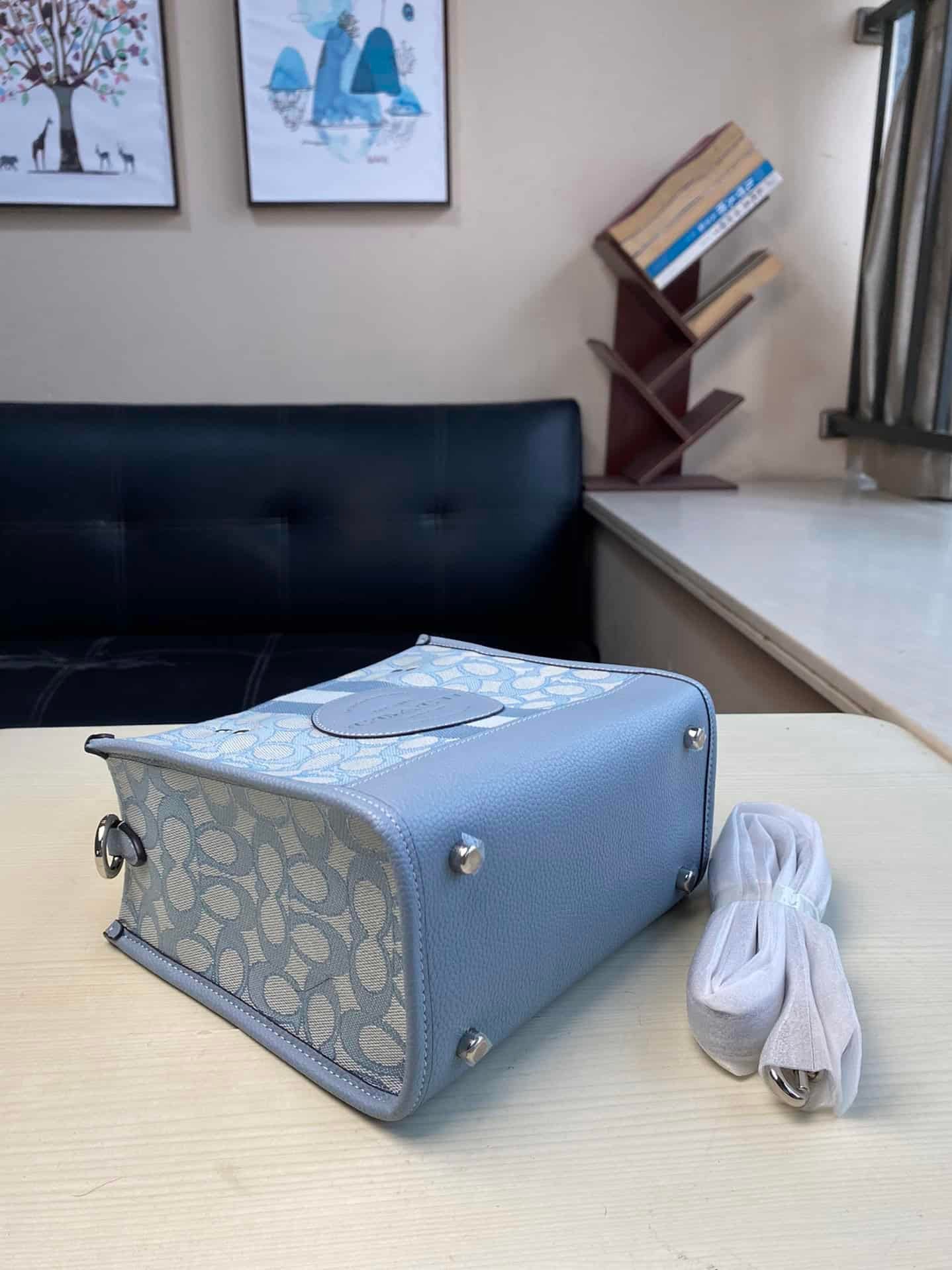 Coach Dempsey Vertical Small Tote Shopping Bag - Blue 97945 | Sandra Bags - Image 4