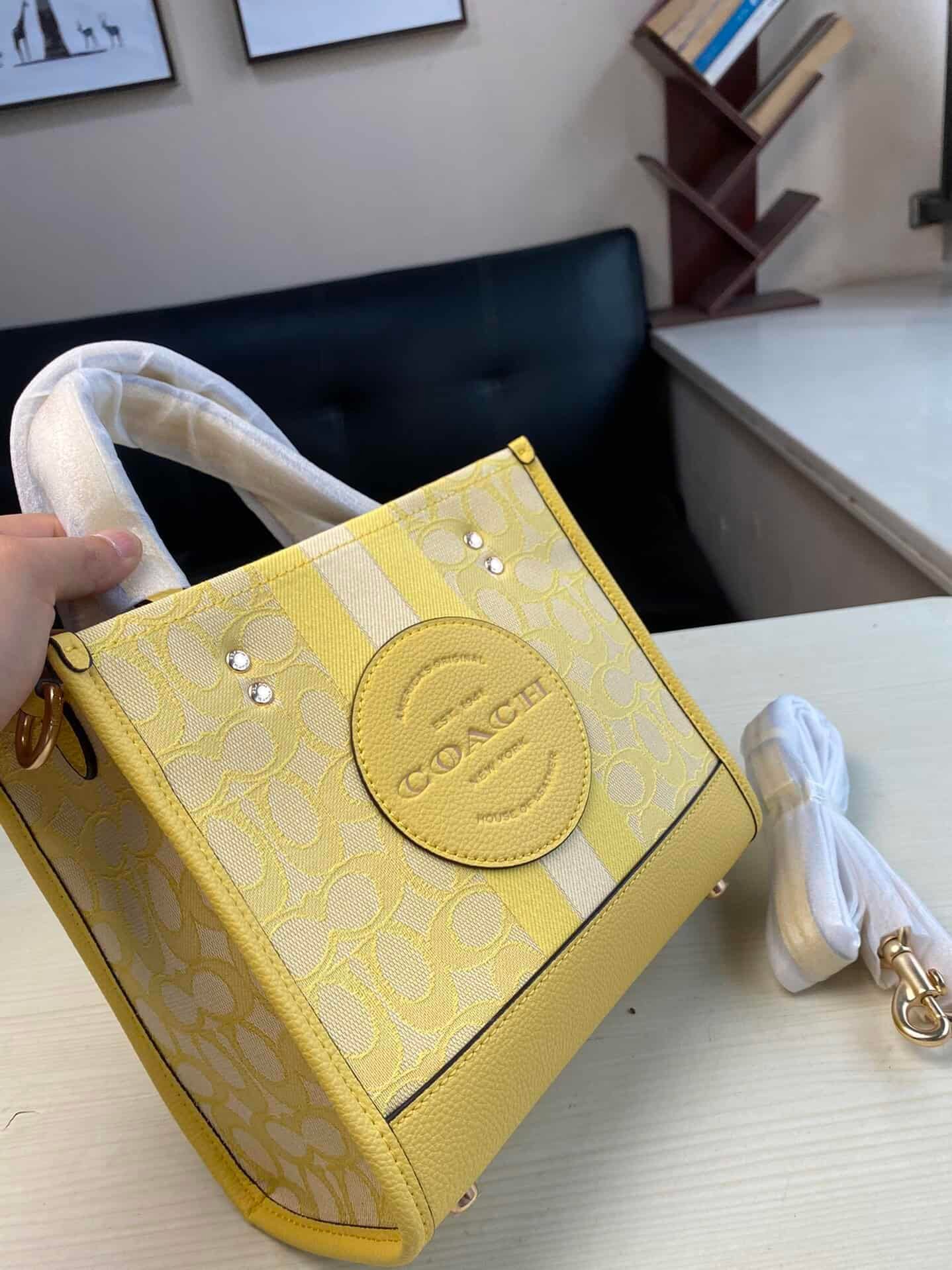 Coach Dempsey Vertical Small Tote Shopping Bag - Yellow 21577 | Sandra Bags - Image 2