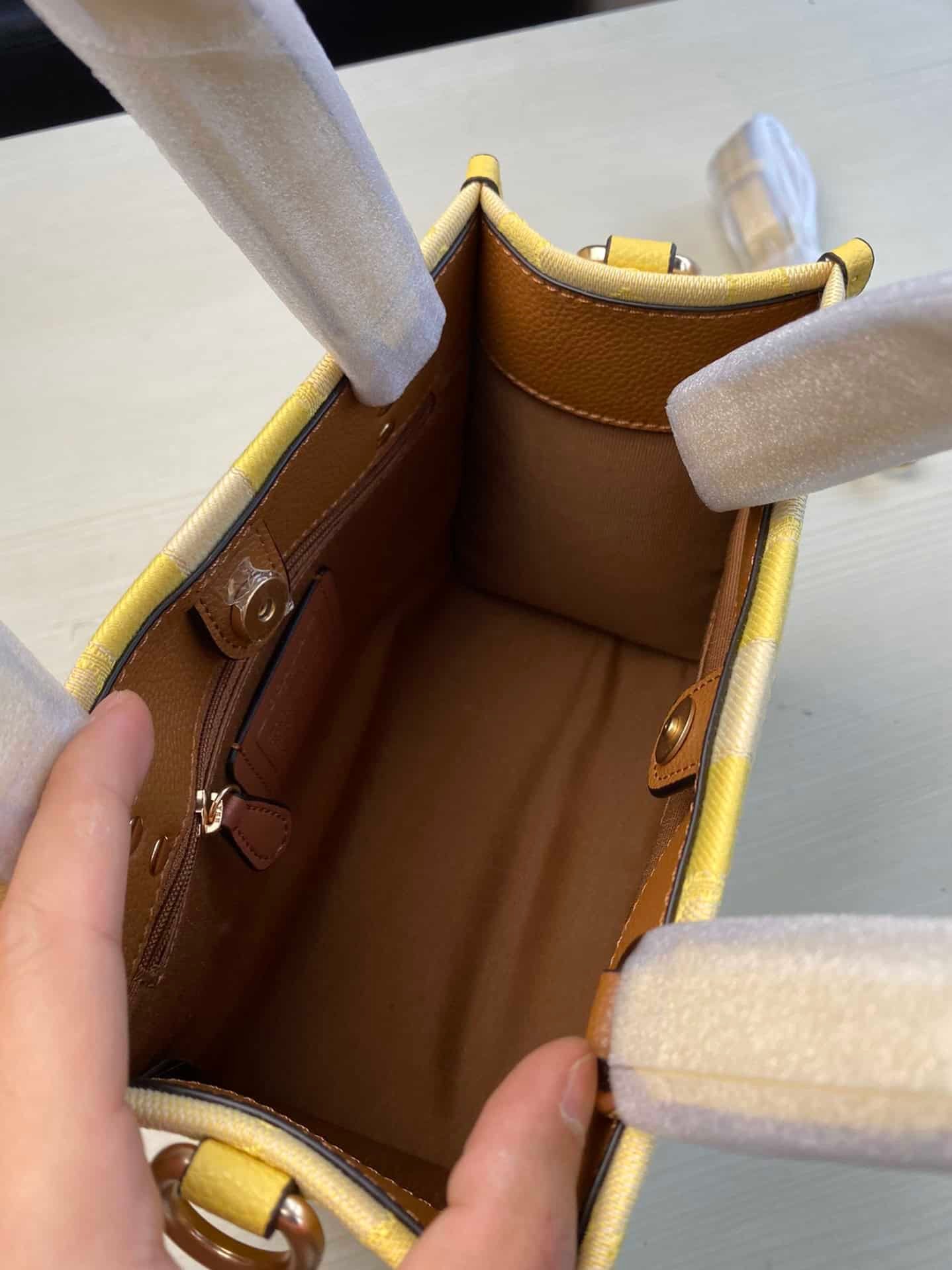 Coach Dempsey Vertical Small Tote Shopping Bag - Yellow 21577 | Sandra Bags - Image 3