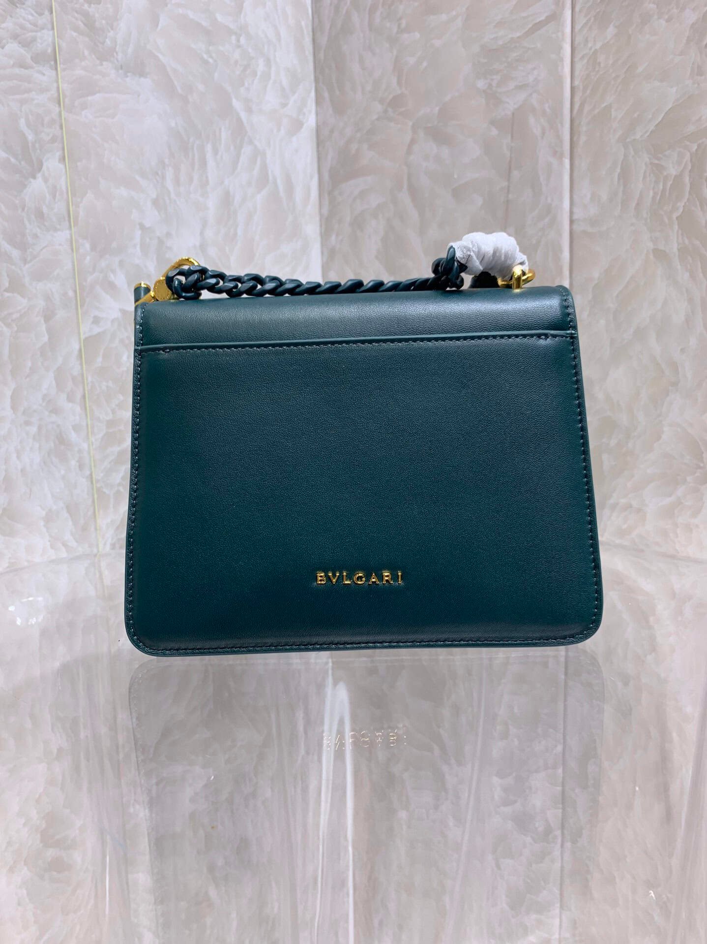 Bulgari Maxi Chain Small Lambskin Crossbody Bag - Dark Green 28011 | Sandra Bags - Image 4