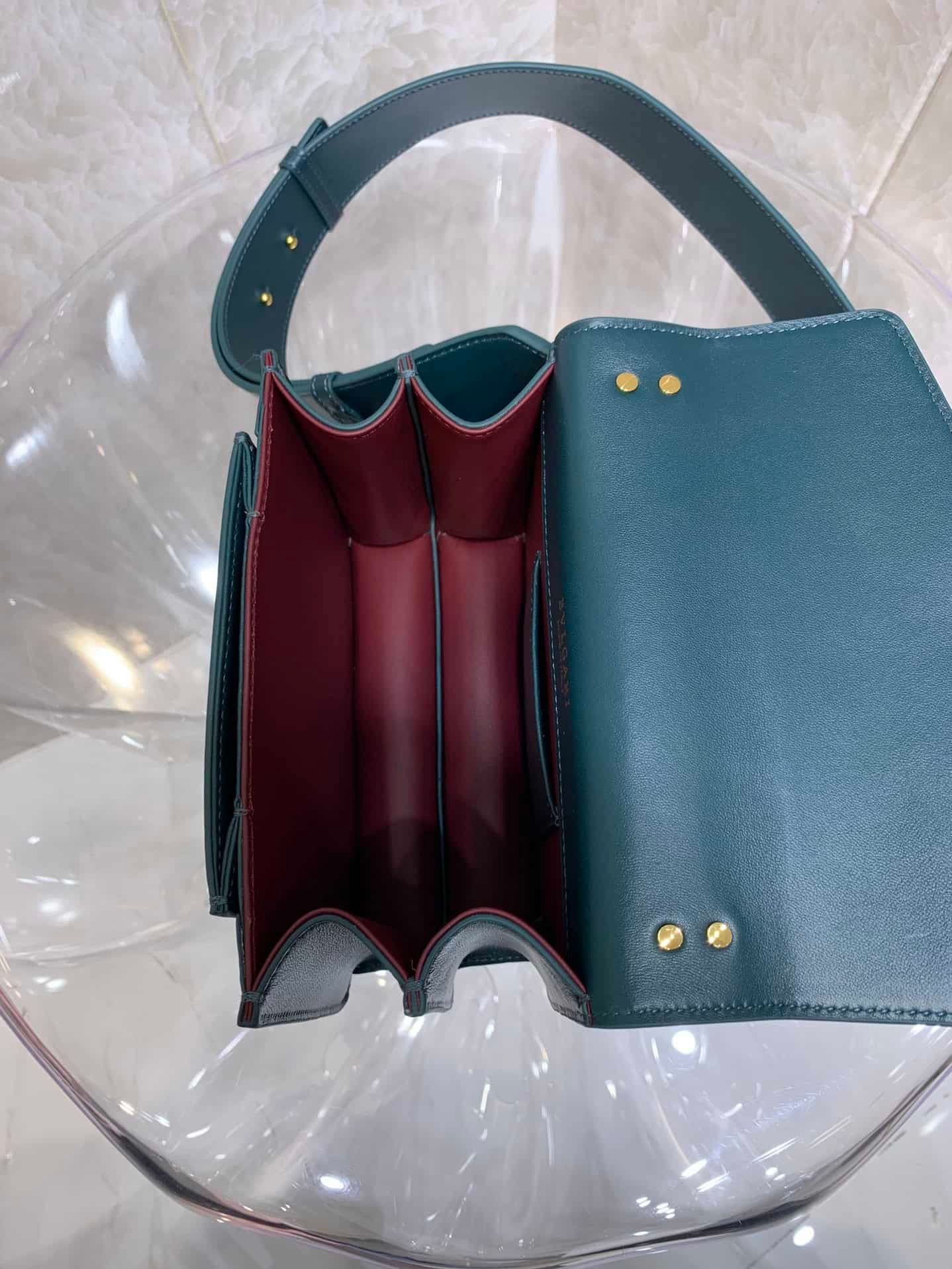 Bulgari Maxi Chain Small Lambskin Crossbody Bag - Dark Green 28011 | Sandra Bags - Image 2