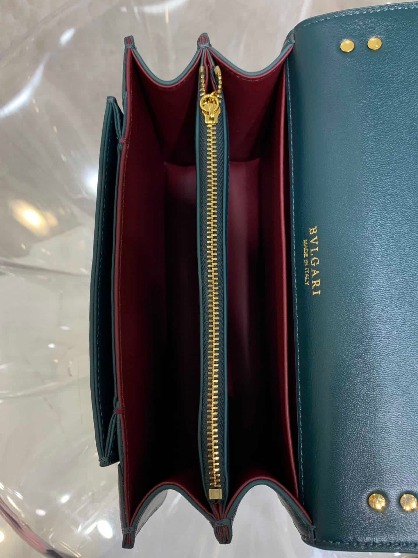 Bulgari Maxi Chain Small Lambskin Crossbody Bag - Drak Green 83061 | Sandra Bags - Image 2