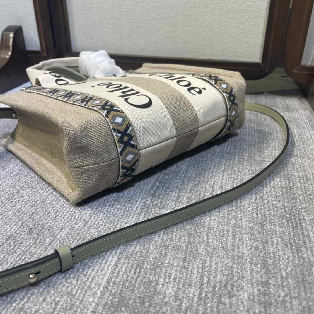 Chloe Woody Diamond Embroidered Small Tote Bag 73522 | Sandra Bags - Image 4