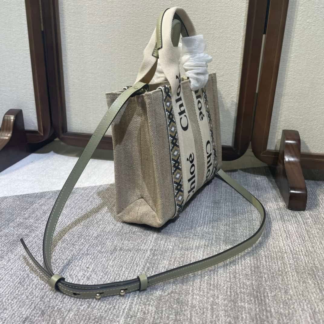 Chloe Woody Diamond Embroidered Small Tote Bag 73522 | Sandra Bags - Image 5