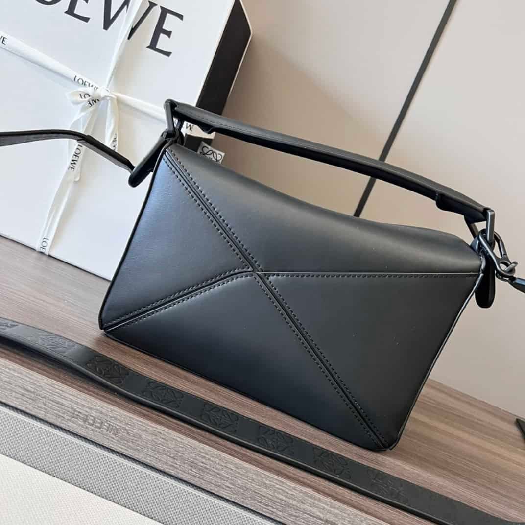 Celine Loewe Satin Cow Leather Puzzle Small Handbag - Black 83794 | Sandra Bags - Image 2